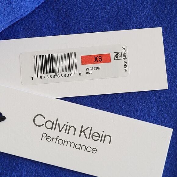 NEW Calvin Klein X-Small Performance Fleece Blue Hoodie Sweatshirt Logo Pouch - Picture 15 of 16